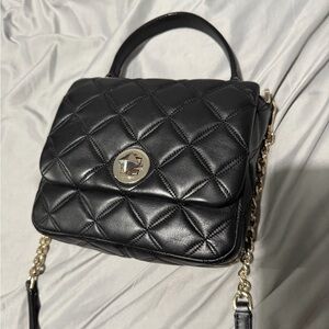 Elegant Black Quilted Bag with Gold Chain Kate Spade